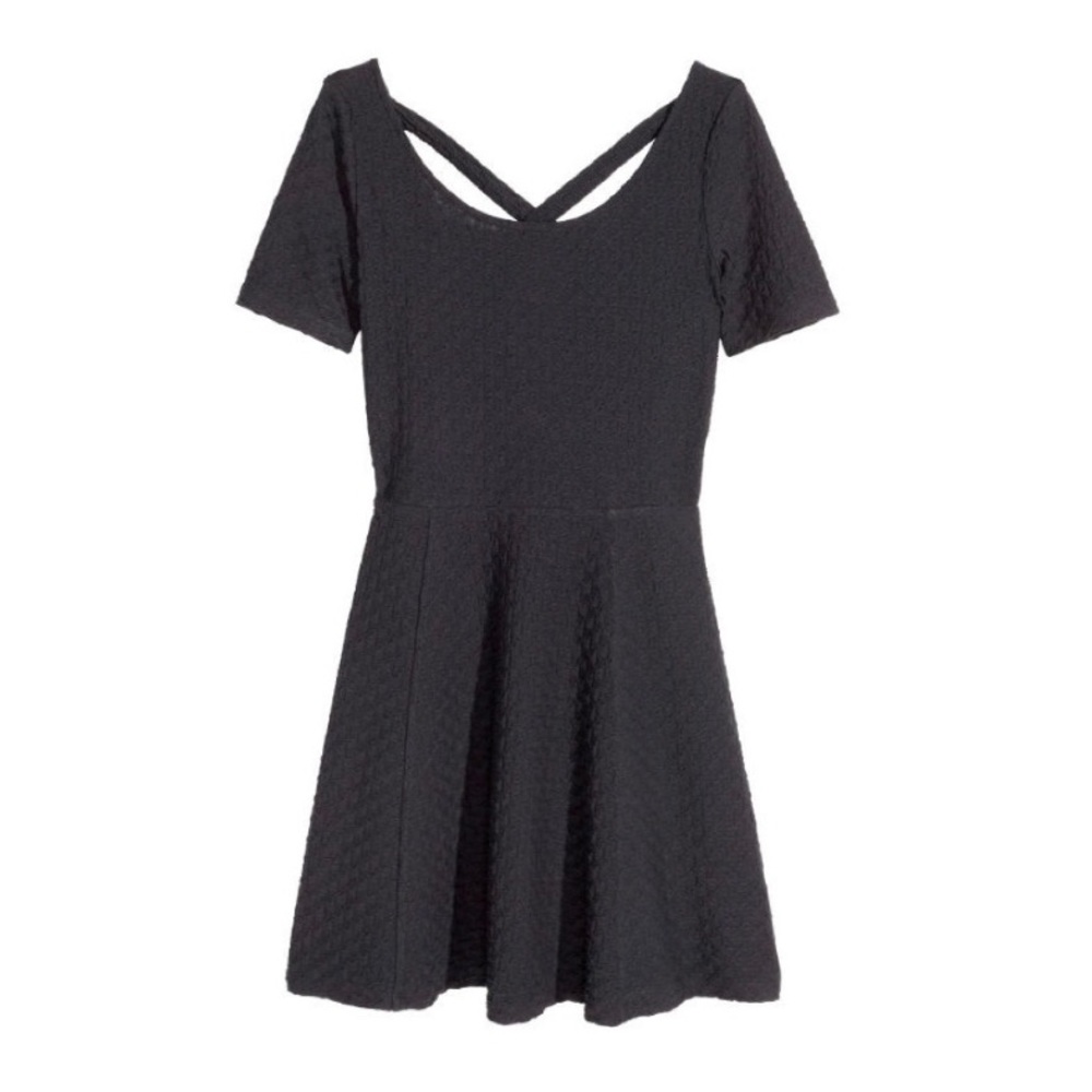H&M Textured Dress in Black - Picture 1 of 3